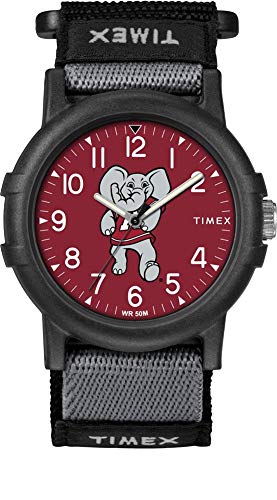 Timex Unisex Collegiate Recruit 38mm Watch – Alabama Crimson Tide with Black Fabric Strap