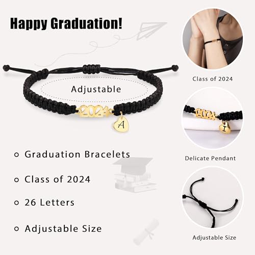 Btysun Graduation Gifts for Her Initial Bracelets for Women Girlfriend Class of 2024 Letter U Charm Link Graduation Bracelets Law Middle College Graduation Gifts for Girls Birthday Christmas Jewelry