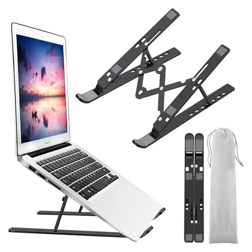 Laptop Stand, Laptop Holder Riser Computer Stand, Adjustable Aluminum Foldable Portable Notebook Stand, Compatible with MacBook Air Pro, HP, Lenovo, Dell, More 10-15.6” Laptops and Tablets (Black)