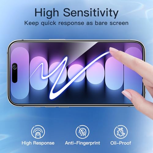 JETech Privacy Screen Protector for iPhone 15 Pro 6.1-Inch, Anti-Spy Tempered Glass Film with Easy Installation Tool, 2-Pack