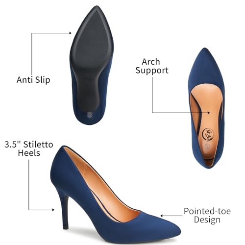 Trary Women’s High Heel Dress Pump Pointed Toe Shoe Classic Office Special Dressy Casual