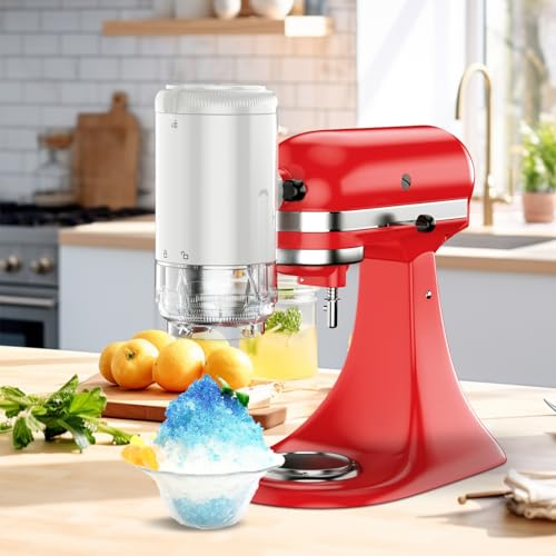 Shaved Ice Attachment for KitchenAid Stand Mixers with 8 Ice Molds, Ice Shaver Attachment, Snow Cone Attachment/Maker with Coarse and Fine Blades