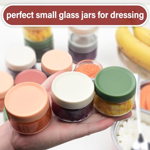 EONJOE 2 oz Glass Dressing Containers To Go Sauce Cups Mini Condiment Dip Jars with Lids Lunch Box Accessories,6-Pack