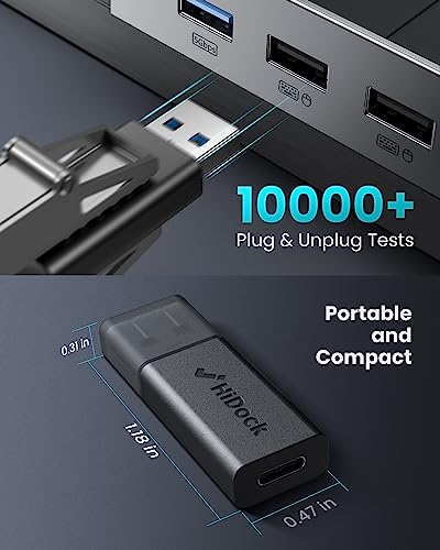 HiDock USB to USB C Adapter, USB 3.2 Fast 10Gbps Transfer Speed, USB C Female to USB Male Adapter, Compatible with iPhone, Samsung Galaxy, Laptop,PC