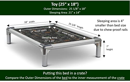 Kuranda Chewproof Bed - Silver Aluminum - 30" x 20" - Cordura Nylon - Burgundy