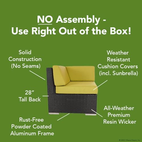 Ohana 7-Piece Outdoor Patio Furniture Sectional Conversation Set, Black Wicker with Blue Cushions - No Assembly with Free Patio Cover