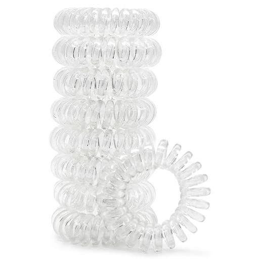 Kitsch Spiral Hair Ties for Women - Coil Hair Ties for Thick Hair, No Crease Hair Tie, Spiral Hair Ties No Damage, Hair Coils & Phone Cord Hair Ties for Thin Hair, Hair Ties Spiral, 8pcs (Transparent)