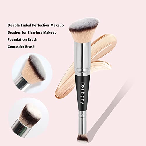 Makeup Brushes Daubigny Makeup BrushDual-ended Angled Foundation Brush Concealer Brush Perfect for Any Look Premium Luxe Hair Rounded Taperd Flawless Brush Ideal for Liquid, Cream, Powder,Blending,