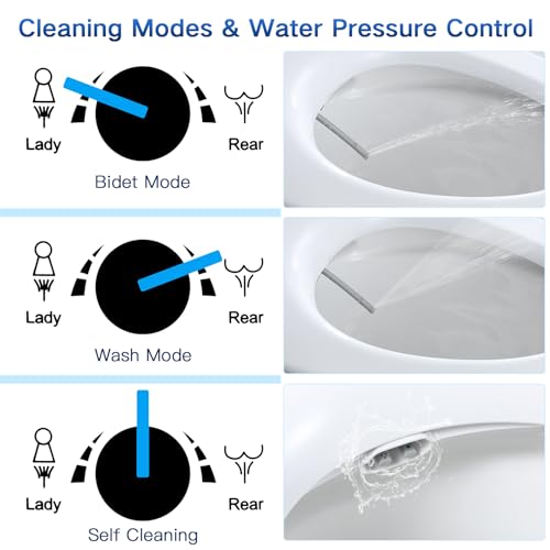 Gappo Non-Electric Bidet Toilet Seat, Fits Elongated Toilets, Bidets for Existing Toilets with Self Cleaning Dual Nozzles, Adjustable Bidet Sprayer