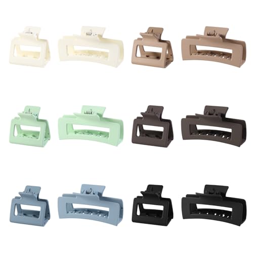 12 Pcs Rectangle Hair Clips, Hair Accessories for Women and Girls, Including 6 Pcs 4 Inch Large Claw Clips for Thick Hair and 6 Pcs 2 inch Small Hair Claw Clips for Thin Hair (A-Multi-colored)