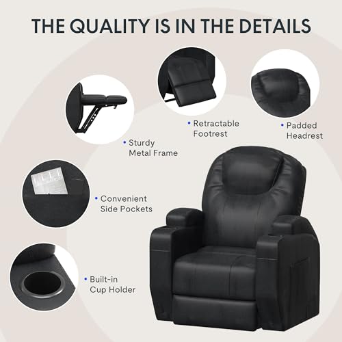 FLEXISPOT XL31 Power Lift Recliner Chair for Elderly, Oversized Electric Leather Lift Chair with Cup Holders, Side Pockets, Massage Reclining Chair Sofa for Living Room Bedroom (Black)