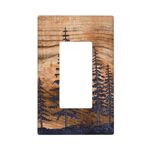 Farmhouse Rustic Wood Print Light Switch Cover 2 Gang Toggle/Rocker Brown Decorative Wall Plate Electric Faceplate for Living Room Bedroom Bathroom 4.5" x 4.5" (Plastic)