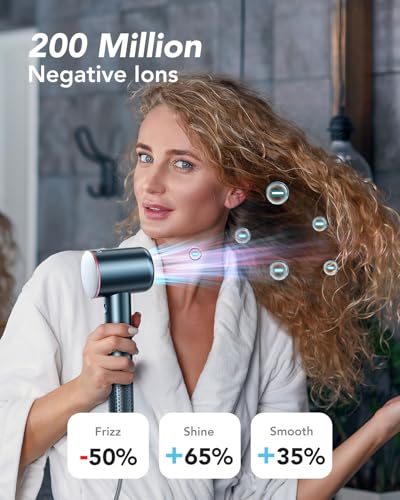 iDOO Hair Dryer with Diffuser for Women, Christmas Gifts, 1500W Blow Dryer for Curly Hair with 110,000 RPM High-Speed & 200 Million Neg Ions, Travel Hairdryer Blowdryer, Secadora de Pelo para Mujer