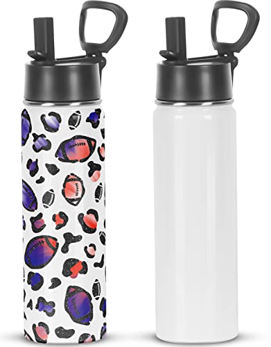 Draheri Sublimation Sports Water Bottle blanks, 22 Oz Sublimation Tumblers, Double Wall Stainless Steel Sports Water Bottle Flask with Portable Handle, Individually Boxed (8 Pack)