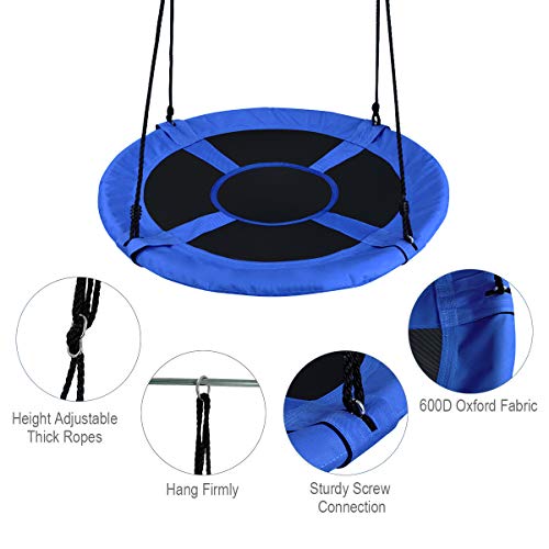 Costzon Tree Swing, 40 Inch Saucer Swing for Kids Outdoor, 700 lbs Weight Capacity Round Swing w/ 900D Waterproof Oxford Cloth, Adjustable Rope, Flying Swing for Backyard, Indoor & Outdoor Playground