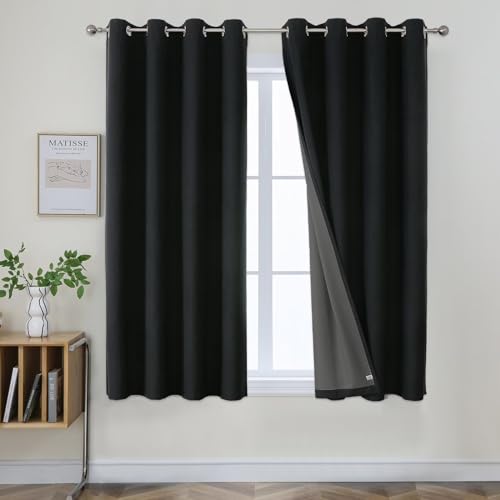 Joydeco 100% Blackout Curtains for Bedroom Living Room, 100 Inch Extra Wide Curtain 2 Panels Set for Room Divider Curtains Patio Door Privacy Curtains(100 Wide x Custom Length, Charcoal Grey)