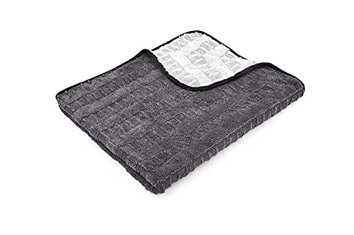 The Rag Company - The Gauntlet Drying Towel - 70/30 Blend Korean Microfiber, Designed to Dry Vehicles Faster Without Scratching Paint or Glass, 900gsm, 30in x 36in, Ice Grey/Grey, Pack of 1