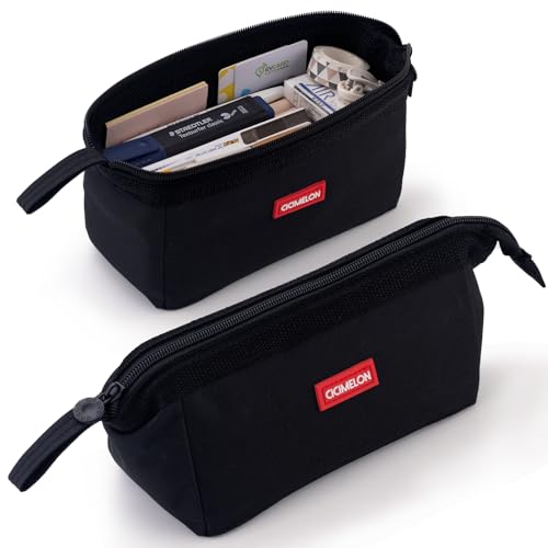 CICIMELON Multifunctional Pencil Pen Marker Case Pouch Bag Holder Small Cute Capacity for High Middle Primary School Student Aesthetic Teen Girl Boy Office Men Women Nurse Adults Portable (Black)