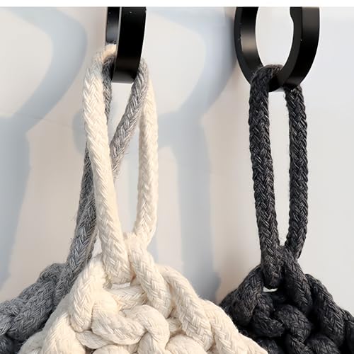 Set of 6 Hand-Made Cotton Coasters with Hanging Rings, Gift for Decoration of Dining Tables and Living Rooms, Super Absorbent Drink Coasters for Various Cups and Occasions, 4.7" x 4.7", Grey