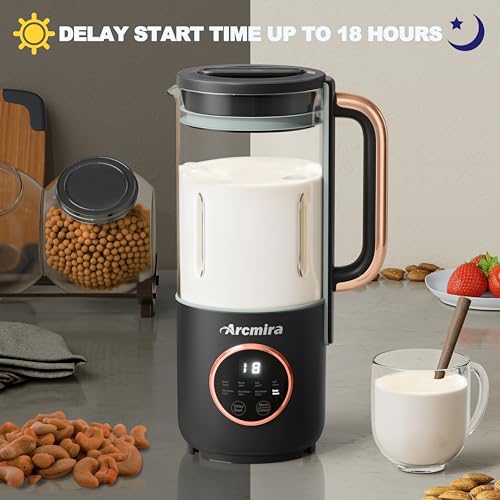 Automatic Nut Milk Maker, 35 oz(1000ml) Homemade Almond, Soy, Oat, Plant-Based Milk and Non-Dairy Beverages, Almond Milk Maker with Delay Start/Keep Warm/Boil Water, Soy Milk Maker with Nut Milk Bag