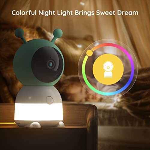 BOIFUN Additional Baby Camera Specifically Compatible with Baby 6T Video Baby Monitor, 360° Camera with Night Light, Auto Tracking, AI Motion & Sound Detection, Two-Way Audio, with Wall Mount Base