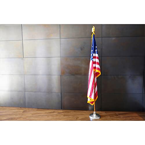 FRF FLAG American Flag with Gold Fringed 3x5 Ft, Made in USA, Indoors USA Flag, Embroidered Stars, with 4 Rows of Lower Stitches……