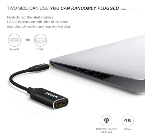 QGeeM USB C to HDMI Adapter 4K Cable, USB Type-C to HDMI Adapter [Thunderbolt 3/4] HDMI Adapter for Laptop MacBook Pro/Air, iPhone15 Pro max, Dell XPS, HP.Pixelbook, Thinkpad,Surface,etc.-Black