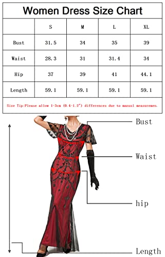 Women Evening Floral Dress 1920s Sequin Flapper Cocktail Mermaid Formal Gown with 20s Gatsby Accessories Set