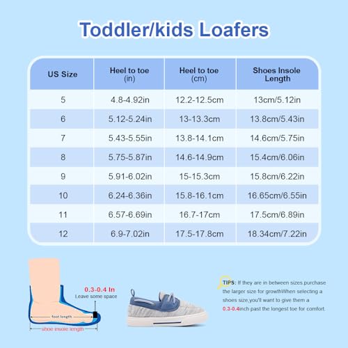 nerteo Toddler Loafers Boys Girls Comfortable & Lightweight Canvas Walking School Shoes Light Blue/Grey 5 US Toddler