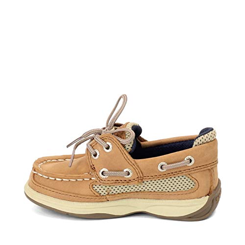 Sperry boys Lanyard boat shoes, Dark Tan/Navy, 5 Big Kid US