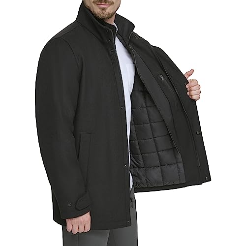 Dockers Men's Wool Melton Two Pocket Full Length Duffle Coat, Black