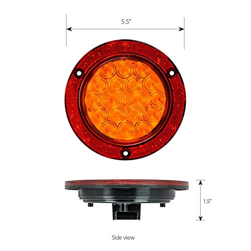 GG Grand General 75915 4 Inches Fleet Amber/Amber 18 LED w/Reflector Flange Mount Light