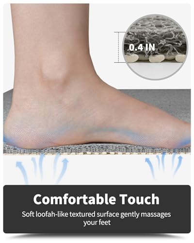 Non-Slip Bathtub Mat, 17x 30 Inch, Shower Mats for Bath Tub, PVC Loofah Bathroom Mats for Wet Areas, Quick Drying