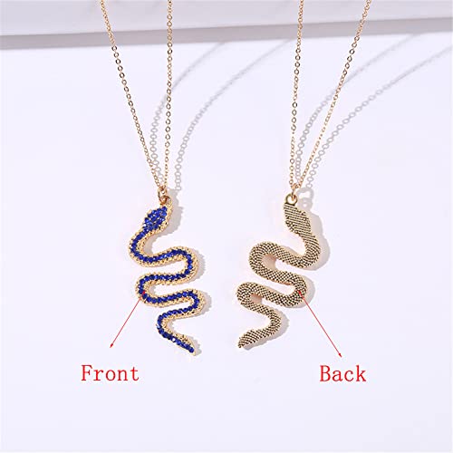 Snake Necklace for Women Men Colorful Zirconia Rhinestone Cobra Snake Animal Pendant Necklace Cool Snake Jewelry