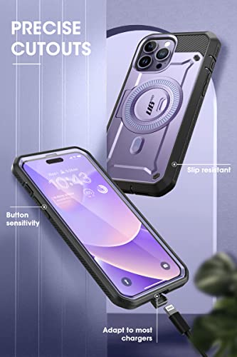 SUPCASE for iPhone 14 Pro Max Case with Stand (Unicorn Beetle Pro Mag), [Compatible with MagSafe] [Built-in Screen Protector & Belt-Clip] Magnetic Protective Phone Case for iPhone 14 Pro Max, Purple