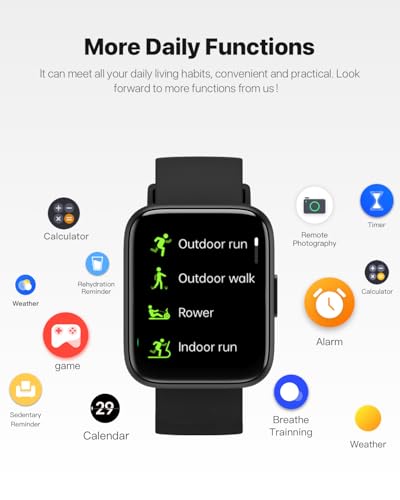 Smart Watch for Men Women - Answer/Make Calls/Quick Reply/AI Voice Assistant, 1.83" for Android iPhone Samsung Compatible IP68 Smartwatch Blood Oxygen Heart Rate Fitness Tracker (Black, 1.83")