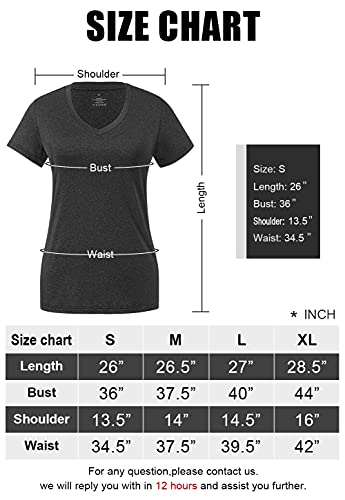 Cosy Pyro Women's Short Sleeve V-Neck Athletic T-Shirt Exercise Yoga Tees Dry Fit Gym Shirts Moisture Wicking Workout Tops Pack of 5 Black/Gray/Azure/Rose/Blue S