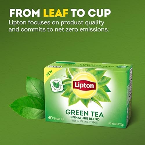 Lipton Signature Blend Green Tea Bags, Unsweetened Teabags for Hot Tea or Iced Tea with Caffeine and Flavonoids, 240 Total Tea Bags (40ct - Pack of 6)