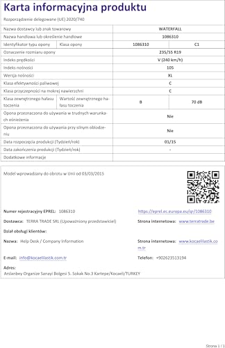 Waterfall Eco Dynamic Tires 235/55R19 105V BSW