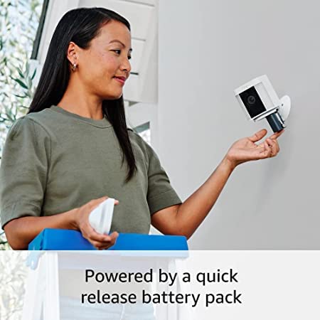 Ring Spotlight Cam Plus, Battery | Two-Way Talk, Color Night Vision, and Security Siren (2022 release) | 2-pack, White