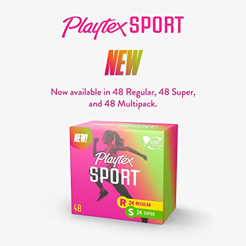 Playtex Sport Tampons, Multipack (24ct Regular/24ct Super Absorbency), Fragrance-Free - 48ct