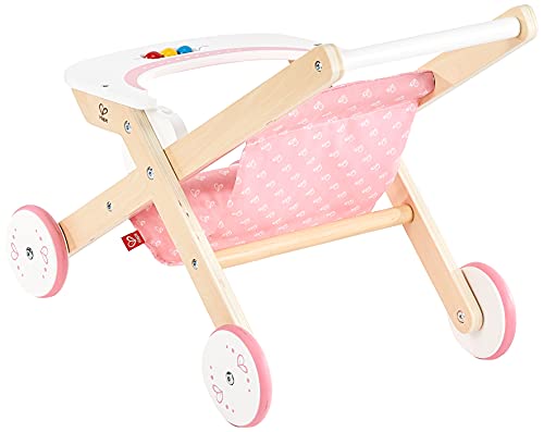 Hape Babydoll Stroller Toddler Wooden Doll Play Furniture Pink, L: 17.5, W: 12.8, H: 20.2 inch