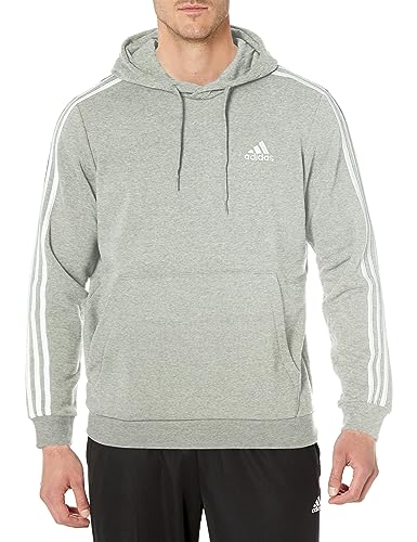 adidas Men's Essentials Fleece 3-stripes Hoodie, Medium Grey Heather, 3X-Large Tall