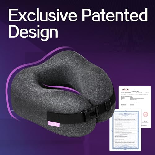 CSJT Travel Pillow Vac Compressed Memory Foam Neck Pillow Airplane,Comfortable,Neck Support,Machine Washable,Airplanes Travel Essentials Accessories for Office,Flight,Cars Breaks Sleeping(Black)…