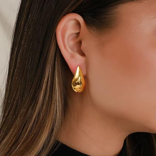 Gold Earring Dupes Chunky Gold Hoop Earrings for Women Teen Girls Trendy Hypoallergenic Stud Post Drop Earrings Jewelry