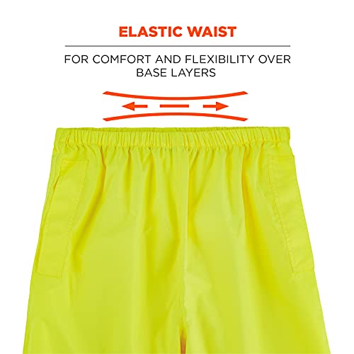 Ergodyne Standard Class E Lightweight Hi-Vis Rain Pants, Lime, Small