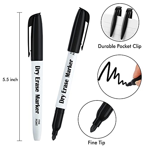 Dry Erase Markers, Lineon 100 Bluk Pack Black Whiteboard Markers with 2 Eraser, Fine Point Dry Erase Markers Perfect For Writing on Whiteboards, Dry-Erase Boards,Mirrors for School Office Home