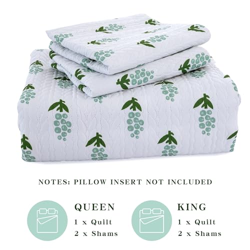 Shanghan Home Grey Quilt Set, 3 Piece King Size Soft Bedspread & Coverlet Set for All Season, Lightweight Coin Pattern Quilt Bedding Set - 100% Microfiber - 104"x94"(1 Quilt, 2 Shams)