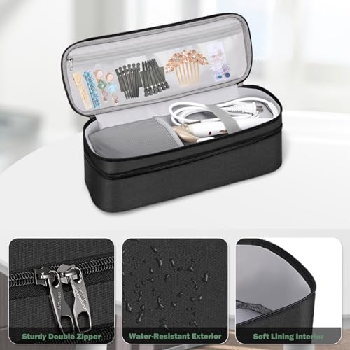 SITHON Double-Layer Travel Carrying Case for Shark FlexStyle/SmoothStyle, Water Resistant Storage Organizer Bag for Airwrap Styler, Also for Revlon One-Step Hair Dryer (Bag Only) (Black)