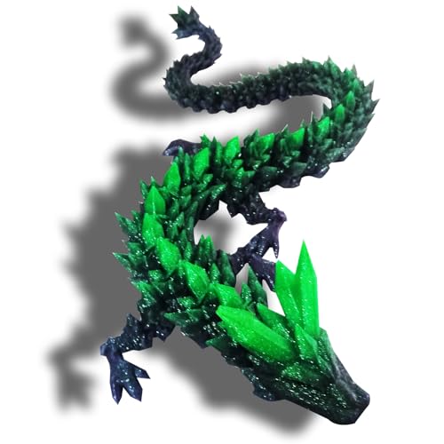Qxbuhe 12inch 3D Printed Dragon Egg,Mystery Crystal Dragon Fidget Toys,Articulated Dragon,Home Desk Decor Easter Surprise Dinosaur Eggs,Adults Fidget Toys for Autism/ADHD (Black Red)